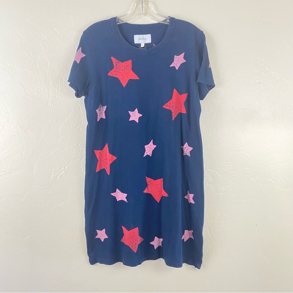 Current Elliott Size Small Navy Blue Jersey Cotton Star Printed T-shirt Dress
